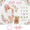 Mixweer Baby Monthly Milestone Blanket, 47" x 40'' Baby Cow Milestone Blanket with Bow Headband and Felt Circle