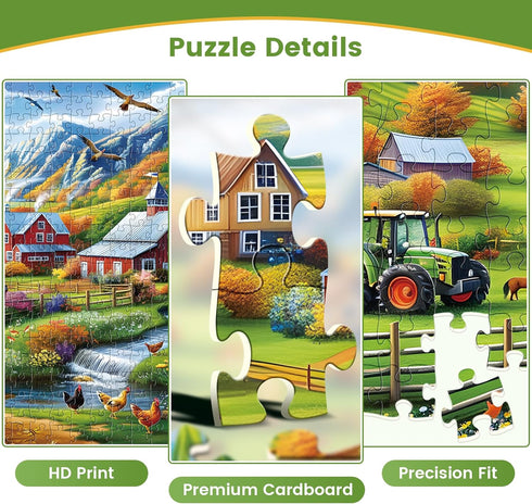 500 Adults,Countryside Nights,20.5*15In Piece Puzzles for Farm Scene Jigsaw Puzzle for Seniors Adults,Chicken Horse
