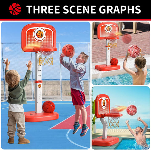 Bennol Basketball Hoop, Indoor/Outdoor Toys for Boys Ages 3-12, Poolside Basketball Game with 4 Balls