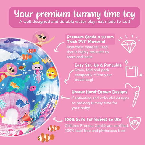 Tummy Tummy 3 KooKooBaby Time Water Mat for Babies - Xtra Large Sensory Baby Water Mat for Time & Motor Development