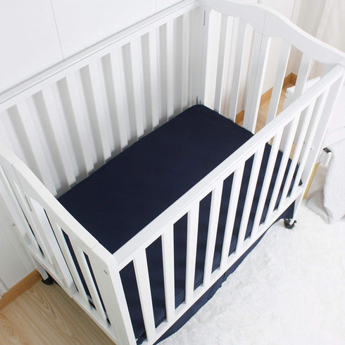 CaSaJa Microfiber 3 Pack Porta Mini Crib Sheets, Soft Breathable Playard Playpen Sheets Set, Navy Gray