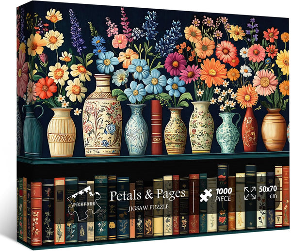 PICKFORU Wildflower Puzzles for Adults 1000 Pieces, Vintage Flower Book Puzzle, Wildflower Pages