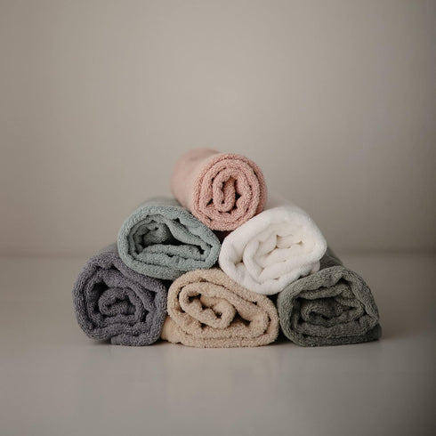 mushie Organic Cotton Baby Hooded Towel - Baby Blue