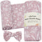 LifeTree Baby Swaddle Blanket and Bow Set, Mauve Floral Muslin Newborn Swaddle