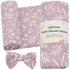 LifeTree Baby Swaddle Blanket and Bow Set, Mauve Floral Muslin Newborn Swaddle