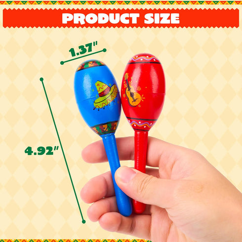 JOYIN Cinco De Mayo 6 PCS Mini Wooden Maracas for Kids, Mexican Fiesta Party Favors and Noisemakers