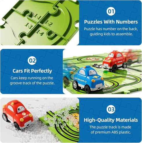 2 3 4 5 56 Set 1-3 2-4 3-5 4-6, 2 3 4 5 Bennol Toddler Toys Gifts for Year Old Boys, Jigsaw Puzzle Race Track Car