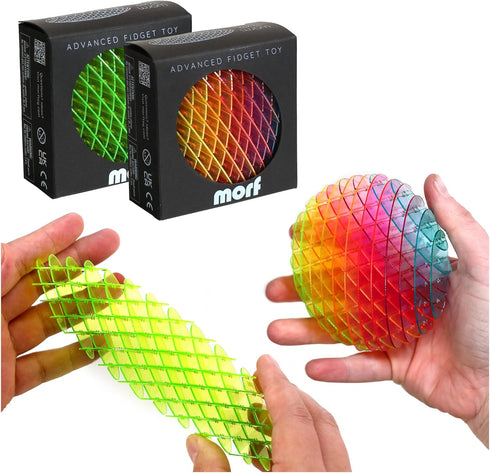 2 Pack 3D 2 Pack) Morf Fidget Worm Toy - Flexible Sensory Slug Toy for Kids, Teens, and Adults Quiet, Stress