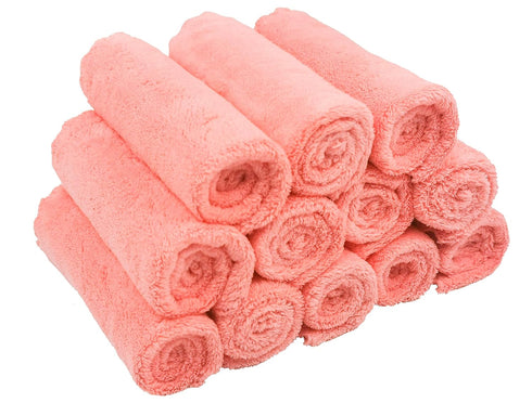 12 Pack 12x12 Inches Kyapoo Baby Washcloths Microfiber Coral Fleece Extra Absorbent and Soft for Newborns, Infants
