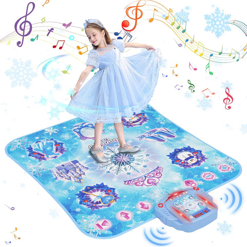 2024 8-Button Frozen Dance Mat with Wireless Bluetooth, Upgraded Light Control System for 3-12 Year Old Girls