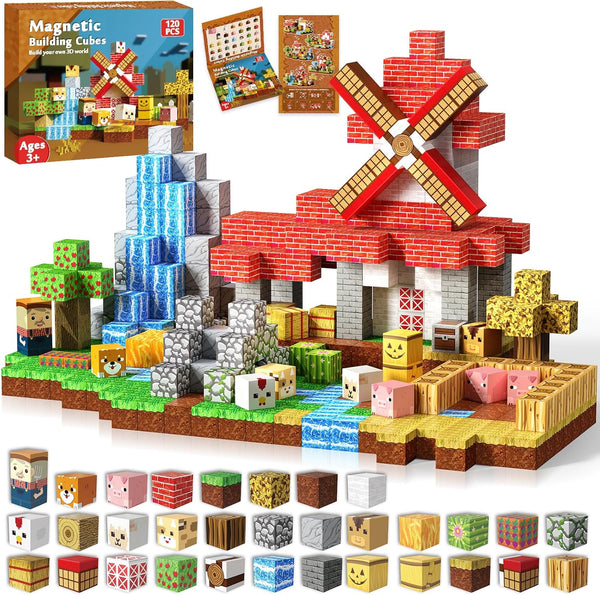 Goody King Magnetic Blocks | 120PCS Magnetic Building Blocks,Magnetic Blocks Farm,STEM Montessori