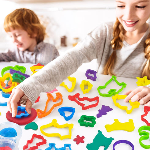 Set 32 Dough Play Tools for Kids, PCS Dough Accessories with Animal Molds and Shaped Cutters, Plastic Cutters Toys