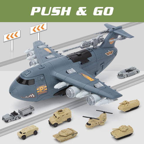 8 4-7 XDUOYJOY Military Airplane Toy, Army Toys Fighter Jet with Vehicles, Army Men Trucks Airplanes Helicopter Car