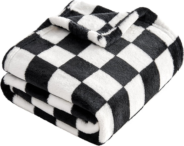 Checkered Fleece Baby Blanket, 30''x40'', Ultra Soft Cozy Receiving Blankets for Boys Girls Infant Toddler Crib Stroller