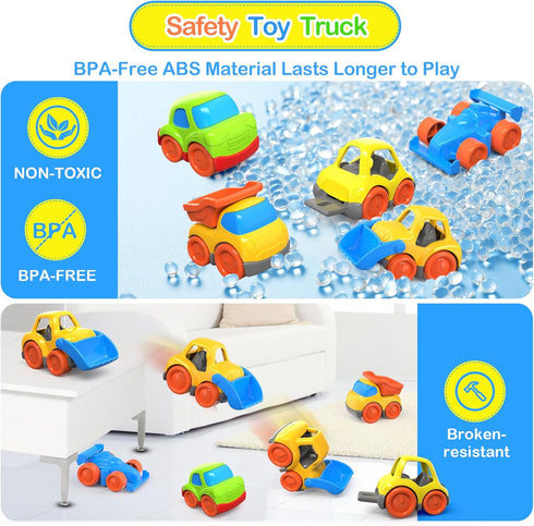 5 1-3, 12M+ 1 2 3 4 P&C Pcs Toddler Toys Mini Cars for Ages Beach Sand Outdoor Small Construction Toy Trucks for Kids