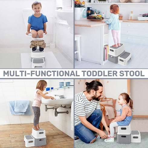 GAOMON 2 Counter Step Stools for Kids, Anti-Slip Toddler Step Stool for Bathroom Sink, Two Step Stool for Toddlers
