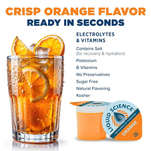 Pack 12 Liquid Science Orange by Java House - Single Serve Hydration Pods - Peel and Pour - Bright Citrus Hydration