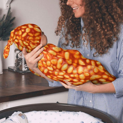 Qiohoey 3D Funny Realistic Food Baked Beans Saltine Cracker Newborn Baby Swaddle Blanket with Beanie Hat, Receiving