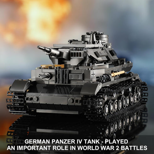 MISTBUY WW2 Sets T-34 8+ (1201 Army Tank Building with Lights, Panzer IV & Military Tanks Model Kit Compatible