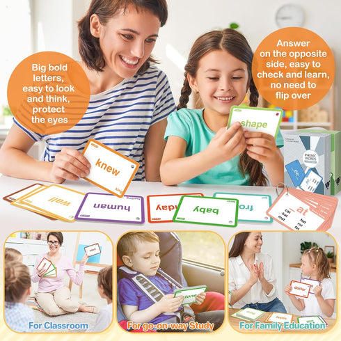 1012 1 2 3 4 5 6 4-13 Sight Words/Phonics Flash Cards, Dolch & Fry High Frequency Site Words, Learn to Read CVC