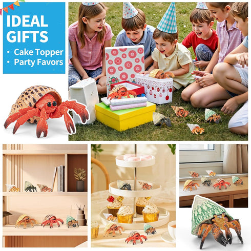 6PCS Hermit Crab Figurines Toys,Ocean Sea Animals Toys Figures, Realistic Soft Sea Creatures Toys for Kids Boys