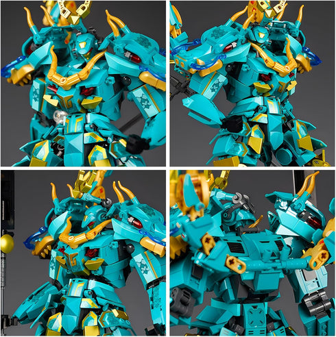 CSNRHG Set 8+ 704 Green Dargon Samurai mech Robot with Long Spear Model Building Blocks Toy Mythical Birthday for Age