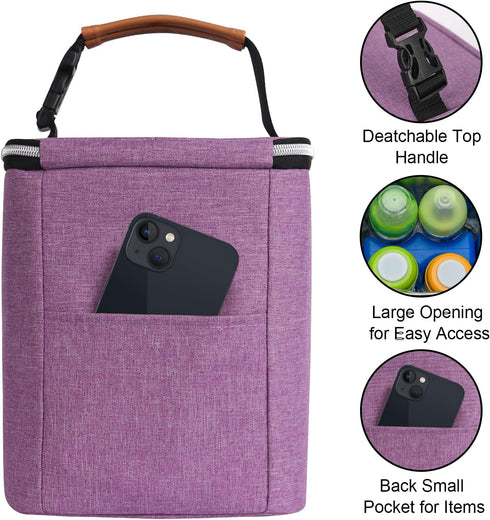 Pack 4 9 Breast Milk Cooler Bag with Ice Fits Baby Bottles Up to Ounce, Baby Bottle Bag Great for Nursing Mom Daycare