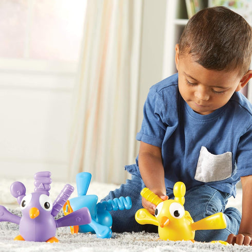 Learning Resources Fine Motor Peacock Pals - 5 Pieces, Toddler Learning Toys for Ages 18+ Months