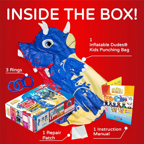 Dinosaur Kids Punching Bag: Inflatable Punching Toy Filled with Sand, Bounce-Back Action for Indoor Outdoor Party Games