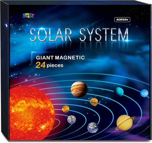 Giant Magnetic Solar System with 12 Individual Briefing Magnets - Perfect for Toddlers and Kids