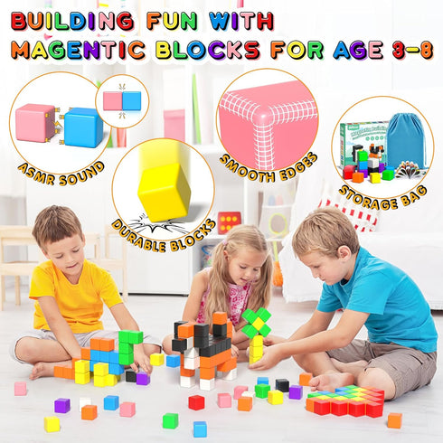54 PCS Magnetic Blocks, Building Blocks for Toddlers 3+, Montessori STEM Educational Toys