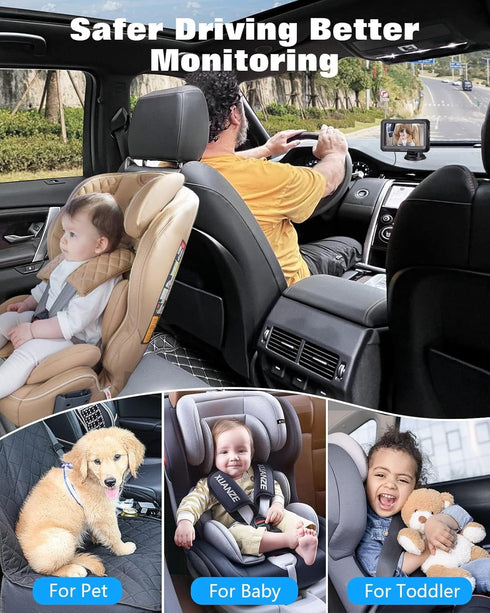 1080P 4.3" 150 360 Zacro Baby Car Camera, Baby Camera for Car, with HD Night Vision, Wide View Angle Baby, Rotatable
