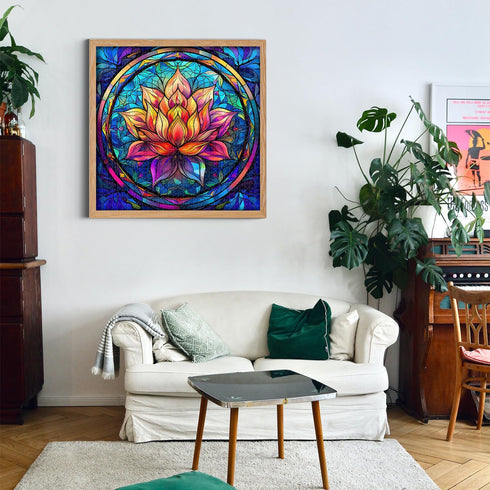 Stained Glass Puzzle for Adults, 1000 Pieces, Colorful Lotus Flower Art, Challenging Jigsaw Puzzle