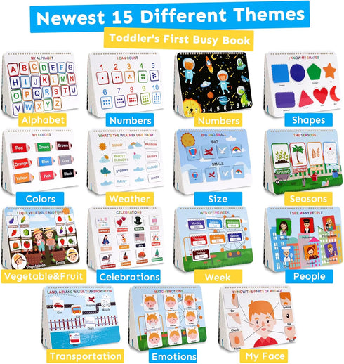 3-5, 30 4-8, Mallify Busy Book for Toddlers Preschool Busy Book Themes Kids Binder and Early Learning Toys, Tracing
