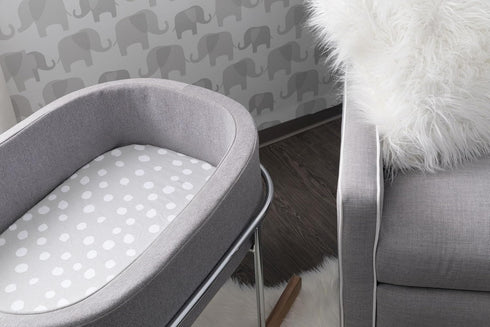 Ely's & Co. Bassinet Sheet Set 2 Pack 100% Jersey Cotton Grey and White Abstract Stripes and Dots