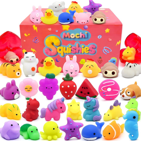 28 Pack Mochi Squishy Toys, Party Favors for Kids Ages 4-8-12, Mini