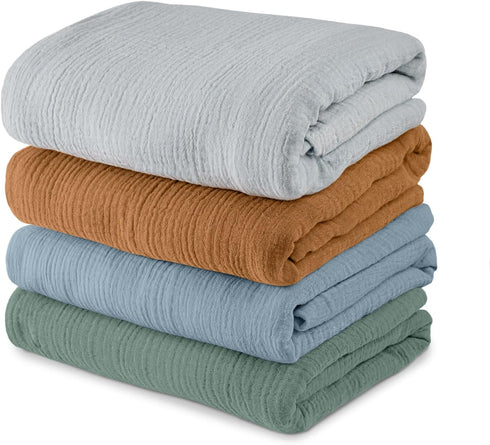 4 Pack 100% Muslin Swaddle Blankets for Baby Girls and Boys, Breathable and Skin-Friendly Newborn Receiving Blanket