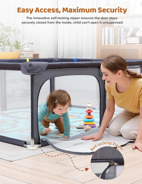 47"x47" 6-12 Dripex Baby Playpen with Mat Small Play Yard for Babies Months, Breathable Mesh & Waterproof Non-Slip Pad