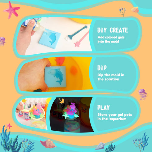 Set 20 16 ARTPAR Magic Water Elf Toy Kit - Aqua Fairy DIY Craft with Magic Gels & Molds - Create Your Own Squishy Water