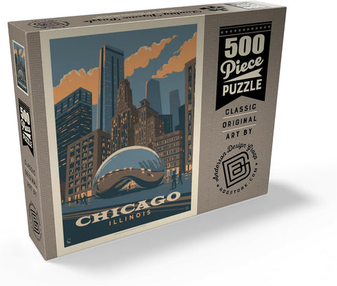 MyPuzzle Chicago, IL: Vintage Poster Magic Bean - Premium 500 Piece Jigsaw Puzzle for Adults