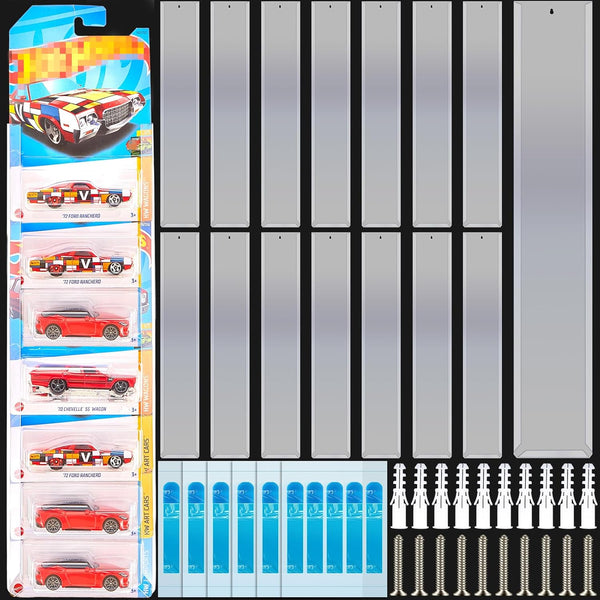 15 Pcs Model Car Display Cases Wall Mount, Holds Up to 225 Cars, Compatible with Hot Wheels, Diecast Blister Car