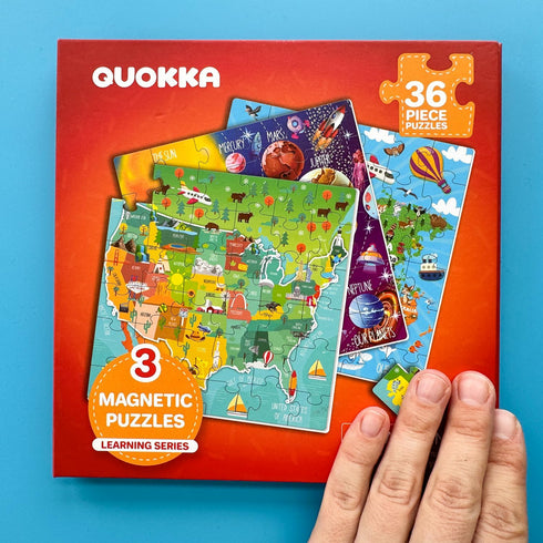 QUOKKA Magnetic Puzzles for Kids 4-6, 36 Pcs Travel Games for Ages 3-5, Learning Magnet Gift for Road Trip