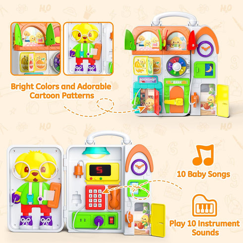 Busy Board Montessori Toys for 1+ Year Old, Sensory Educational Travel Toys for Toddlers 1-3 Year Old