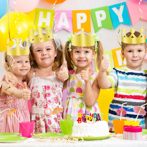 TUPARKA 30 Pcs Paper Crown Golden King Crowns, Gold Foil Party Crown Hat Cap for Birthday Celebration, Baby Shower