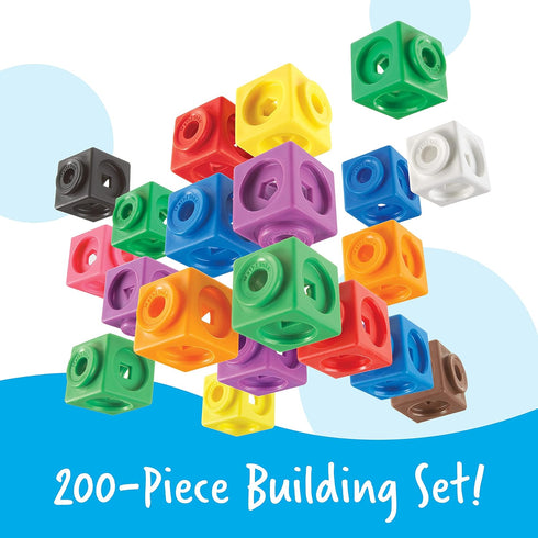 Learning Resources MathLink Cubes Big Builders, Set of 200 Cubes, STEM Toys for Kids