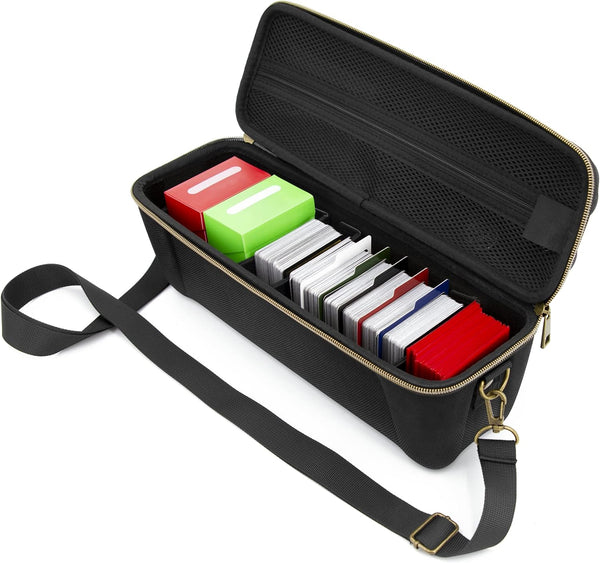CASEMATIX Card Case Holder for Trading Cards - 1000 Card Game Case with 5 Removable Dividers and Shoulder Strap