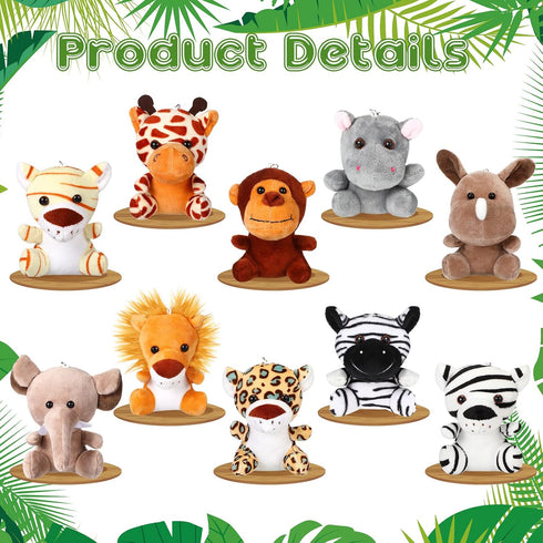 Leitee 10 Pieces Mini Plush Safari Stuffed Animals - 4.8 Inch Jungle Animal Plush Bulk - Lion Tiger Elephant Giraffe