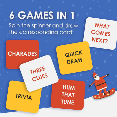 9+ Talking Tables Christmas Family Games Night, Six Games, After Dinner Party, Fun Travel Pocket Games for Kids, Card
