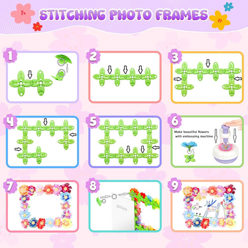 300+PCS 2 3 4 5 6 7 8+ GirlsHome Fabric Flower Bouquets Toys, DIY Flower Making Kit for Kids, Reusable Arts and Crafts