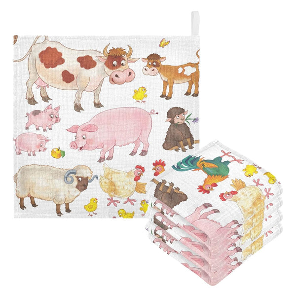 Cow Pig Sheep Chick Burp Cloths for Boys Girls, 3 Pack Farmhouse